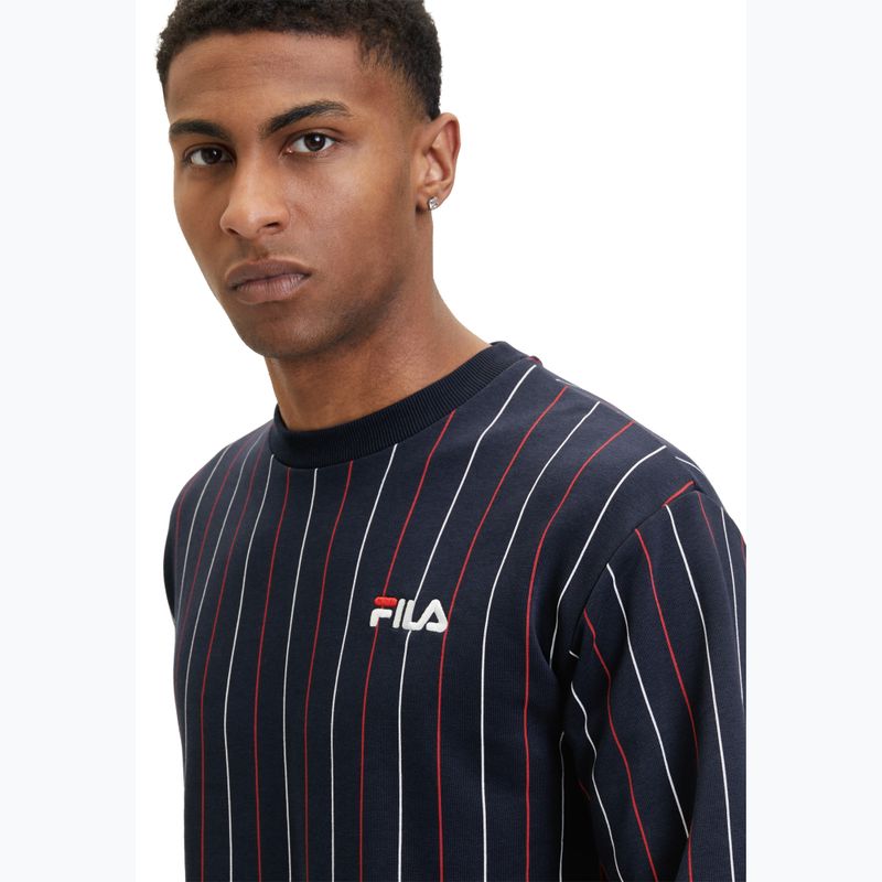 Men's FILA Lobito Pinstriped Crew black iris/two colour stiped sweatshirt 4