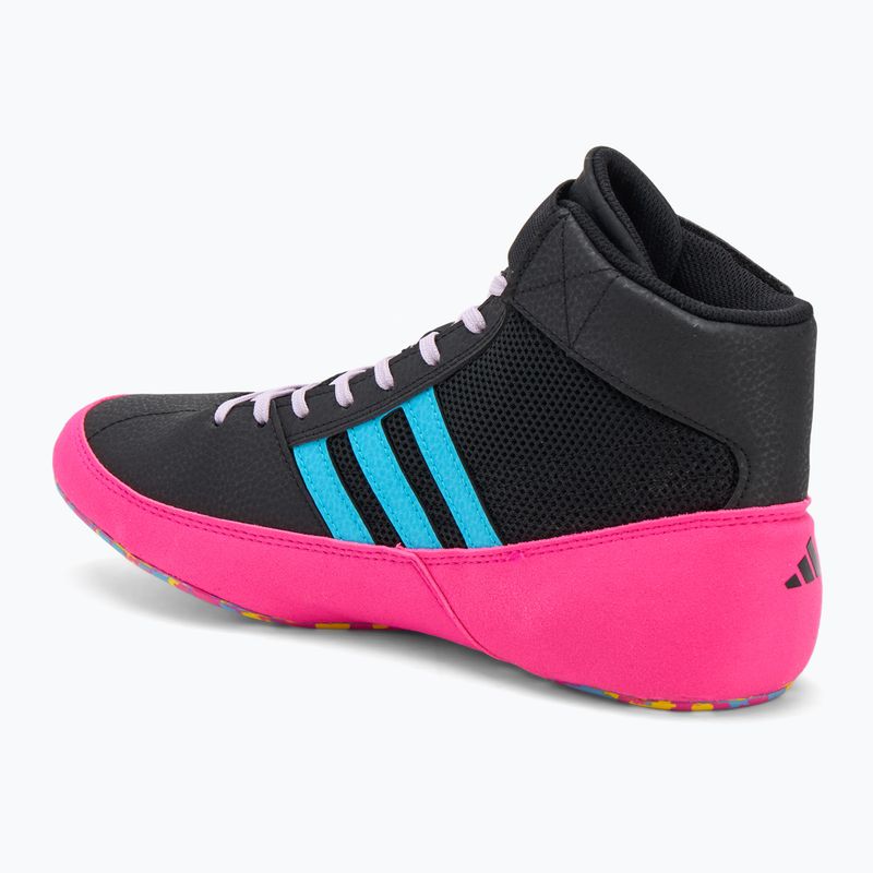 Boxing shoes adidas HVC core black/signal cyan/yellow 3