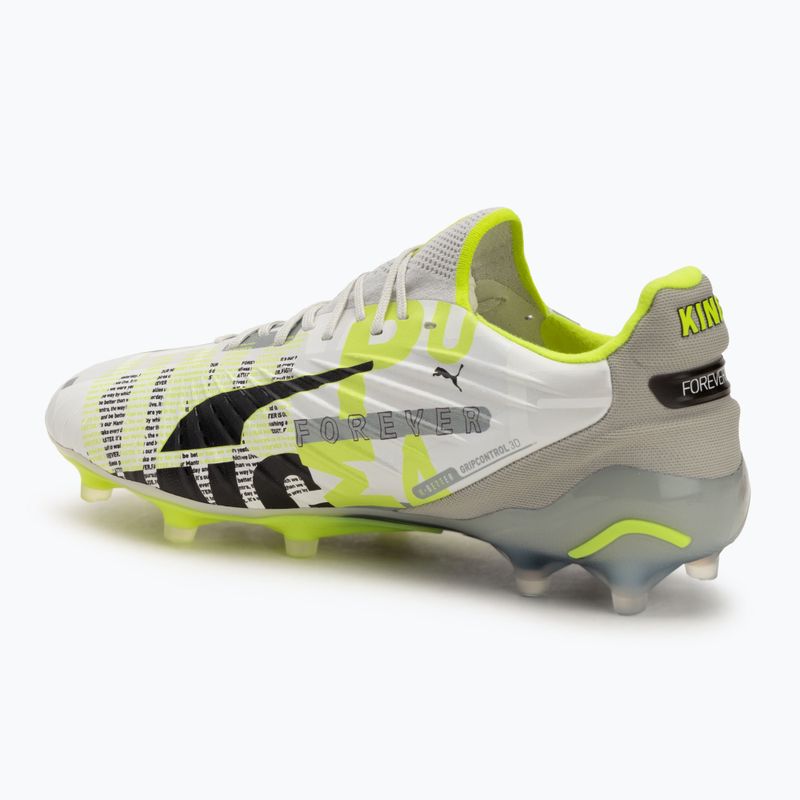 Men's football shoes PUMA King Ultimate Forever FG/AG feather gray/electric lime/puma white/flat light gray 3
