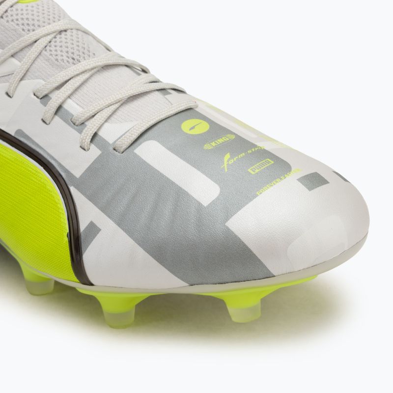 Men's football shoes PUMA King Ultimate Forever FG/AG feather gray/electric lime/puma white/flat light gray 7