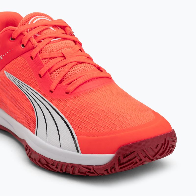 PUMA Accelerate Turbo handball shoes glowing red/white/dark crimson/black 7