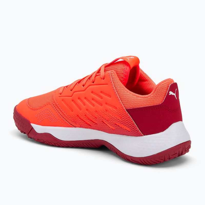 PUMA Accelerate Jr children's handball shoes glowing red/white/dark crimson/black 3