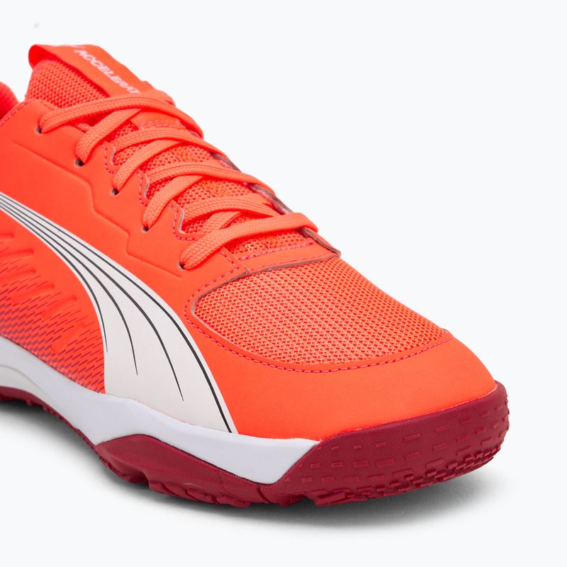 PUMA Accelerate Jr children's handball shoes glowing red/white/dark crimson/black 7