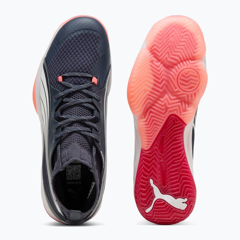 Men's handball shoes PUMA Eliminate Nitro SQD parisian night / puma white / glowing red 8