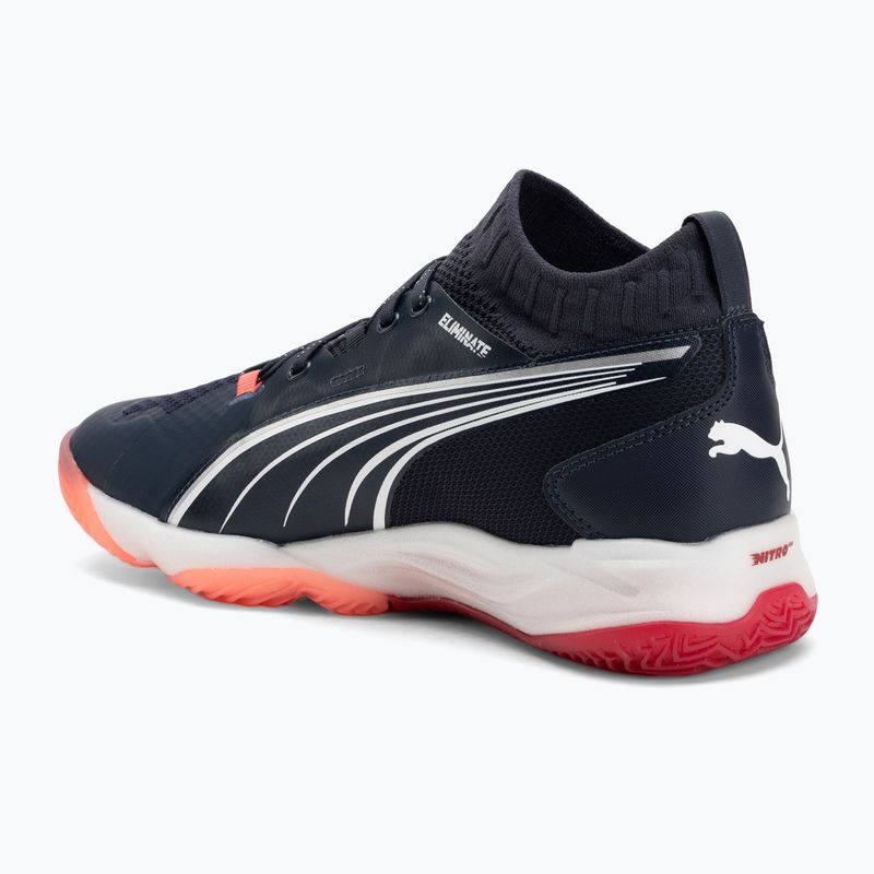 Men's handball shoes PUMA Eliminate Nitro SQD parisian night / puma white / glowing red 3
