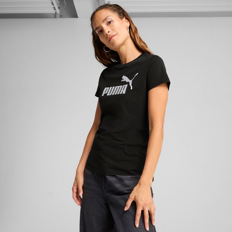 Women's T-shirt PUMA ESS Metallic No. 1 Logo Tee puma black/metallic silver 3