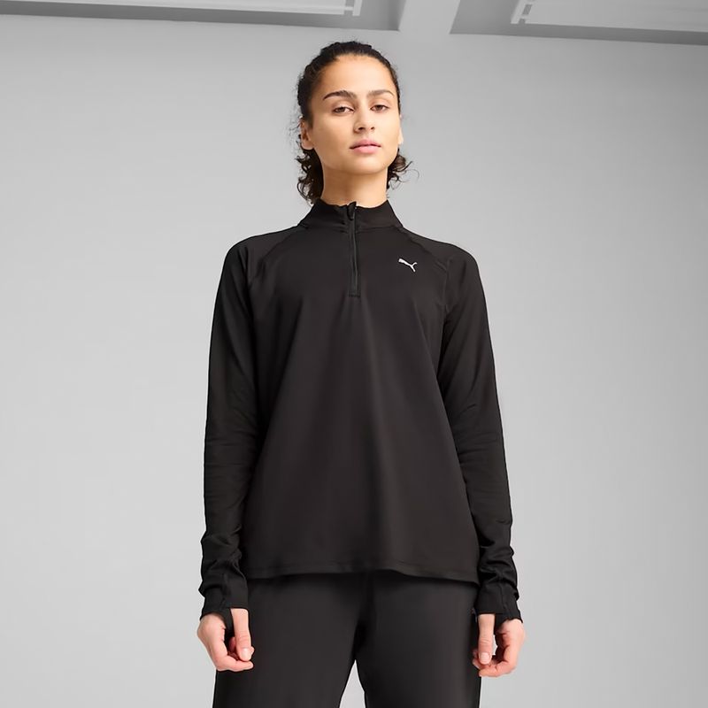 Women's running sweatshirt PUMA Run Velocity Cloudspun 1/4 Zip puma black 3