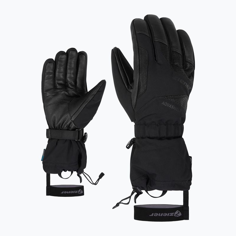 Men's ski gloves ZIENER Gaiku-Z Aquashield AW black