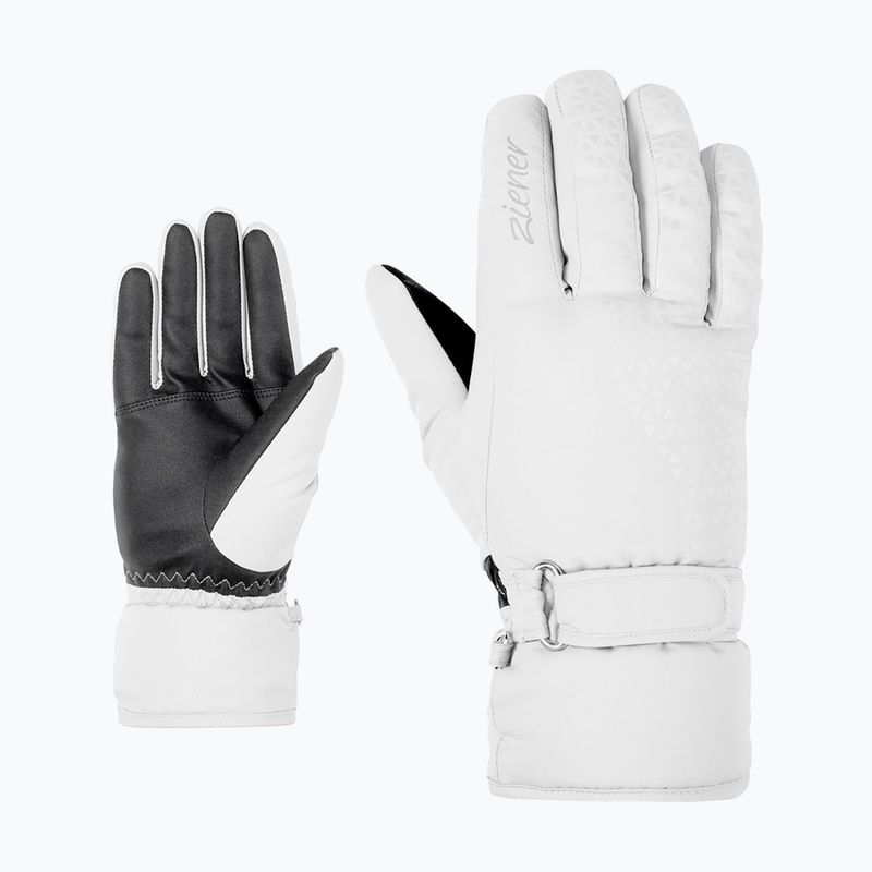 Women's Ski Gloves ZIENER Kisar Aquashield white 2
