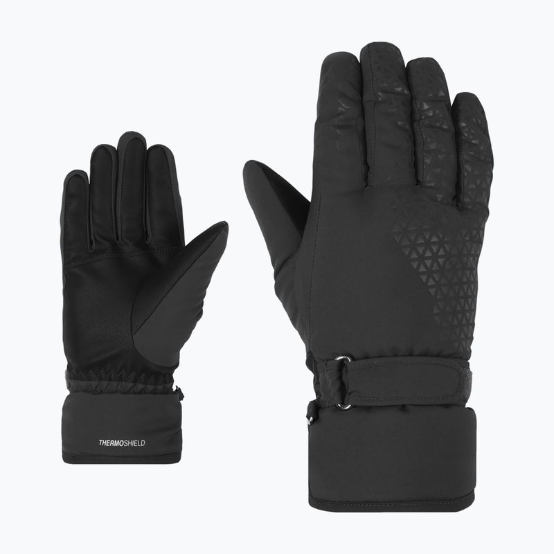 Women's Ski Gloves ZIENER Kisar Aquashield black