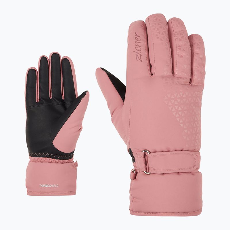 Women's ski gloves ZIENER Kisar Aquashield rose blossom