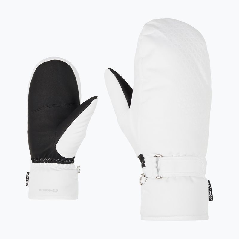 Women's Ski Gloves ZIENER Kisar Aquashield Mitten white