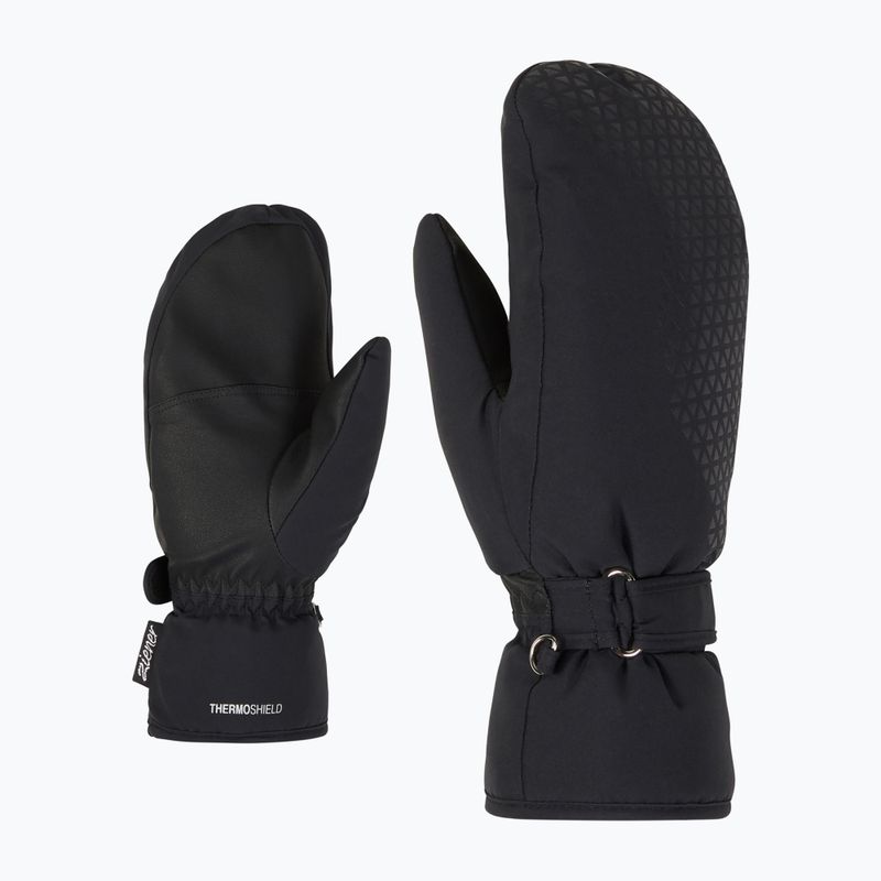 Women's Ski Gloves ZIENER Kisar Aquashield Mitten black