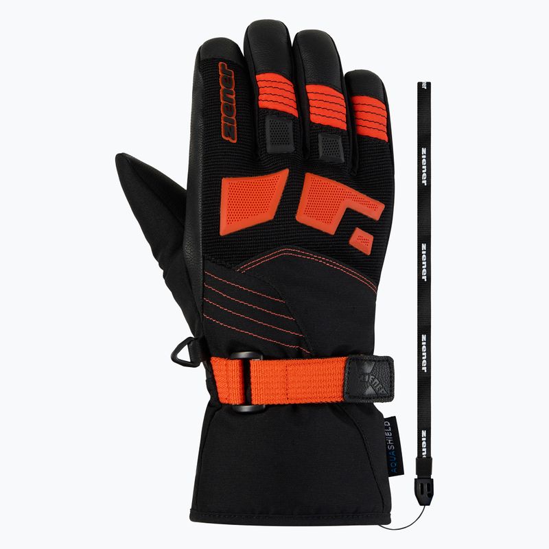 Children's ski gloves ZIENER Lukian-Z AS black/orange red 2