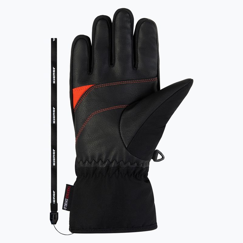 Children's ski gloves ZIENER Lukian-Z AS black/orange red 3