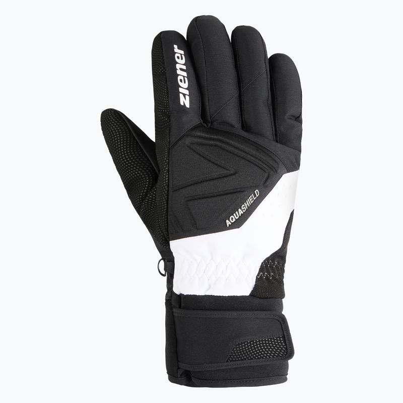 Men's ski gloves ZIENER Gatis Aquashield black/white 2