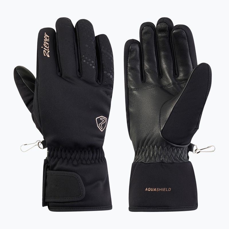 Women's ski gloves Ziener Kehnia-Z Aquashield PR Glove black/rose metallic