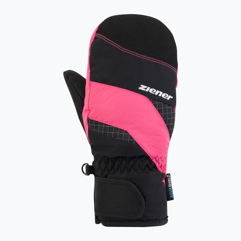 Children's ski gloves ZIENER Luuki-Z Aquashield black/pop pink 2