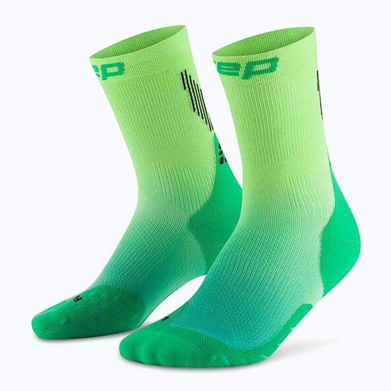 CEP Women's Compression Socks Run Edt. Gradient Mid Cut Compression 5.0 green/lime fade