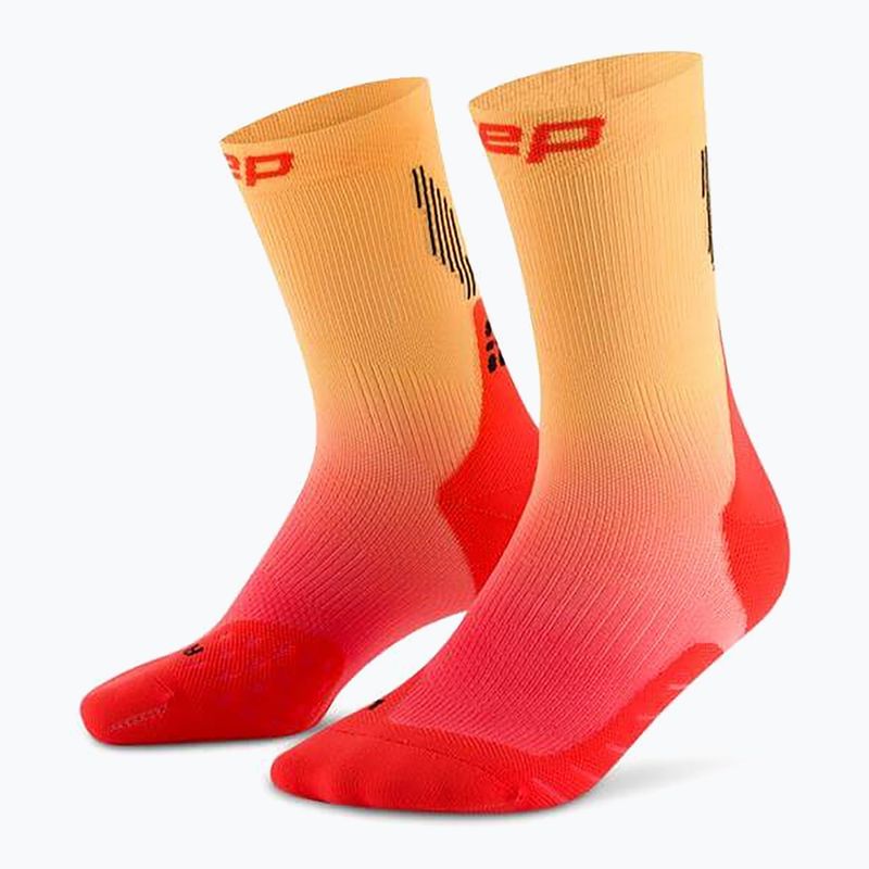 CEP Women's Compression Socks Run Edt. Gradient Mid Cut Compression 5.0 red/marigold fade