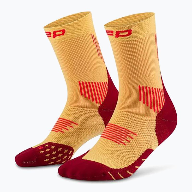 CEP Men's Compression Socks Run Mid Cut 5.0 marigold/burgundy