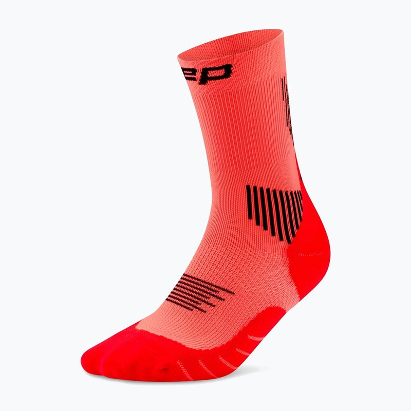 Men's compression socks CEP Run Mid Cut 5.0 neon coral 2