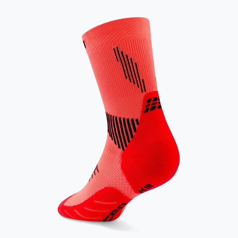 Men's compression socks CEP Run Mid Cut 5.0 neon coral 3