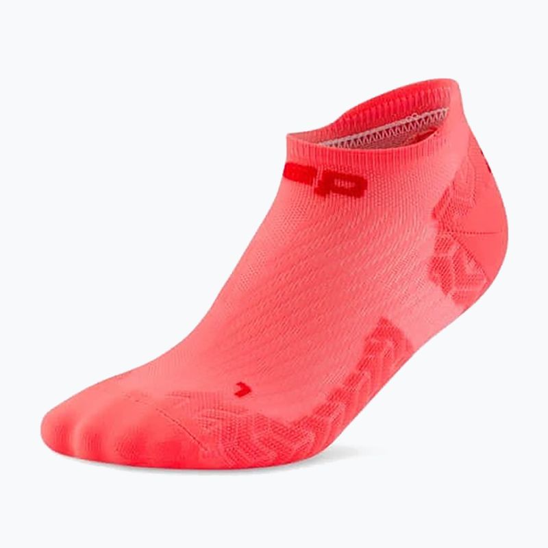 Men's compression socks CEP Ultralight No Show 4.0 neon coral/red 2