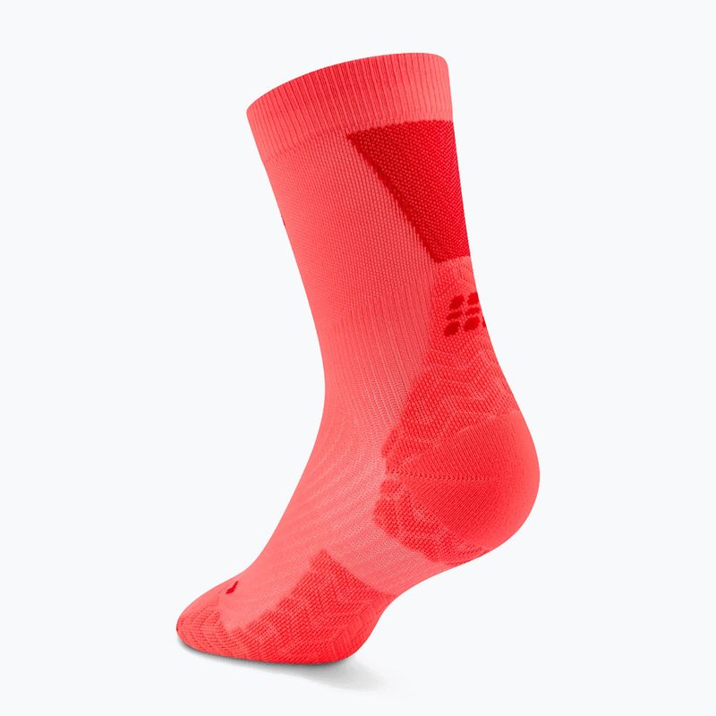 Men's compression socks CEP Ultralight Mid Cut 4.0 neon coral/red 3