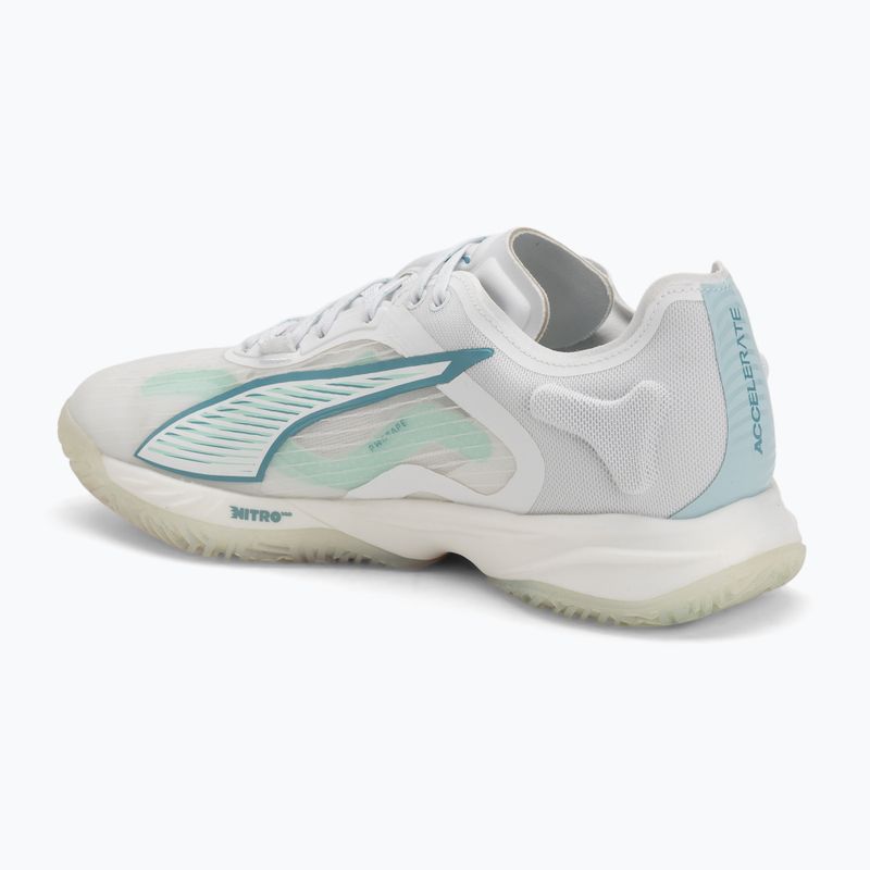 Women's handball shoes PUMA Accelerate Nitro SQD 4 Game On puma white/baltic sea blue/fresh water 3