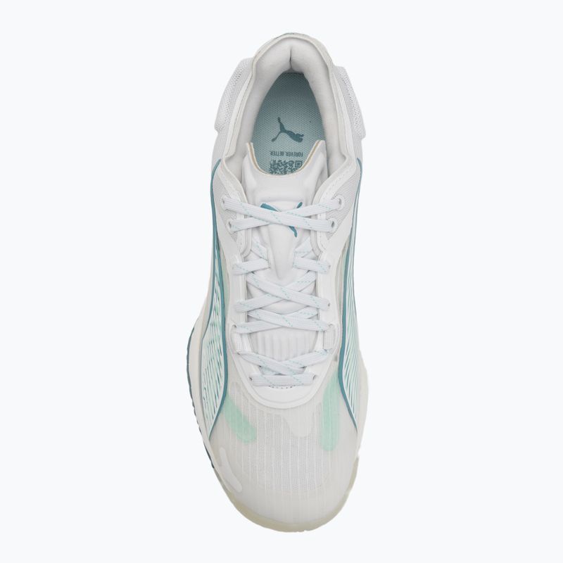 Women's handball shoes PUMA Accelerate Nitro SQD 4 Game On puma white/baltic sea blue/fresh water 5