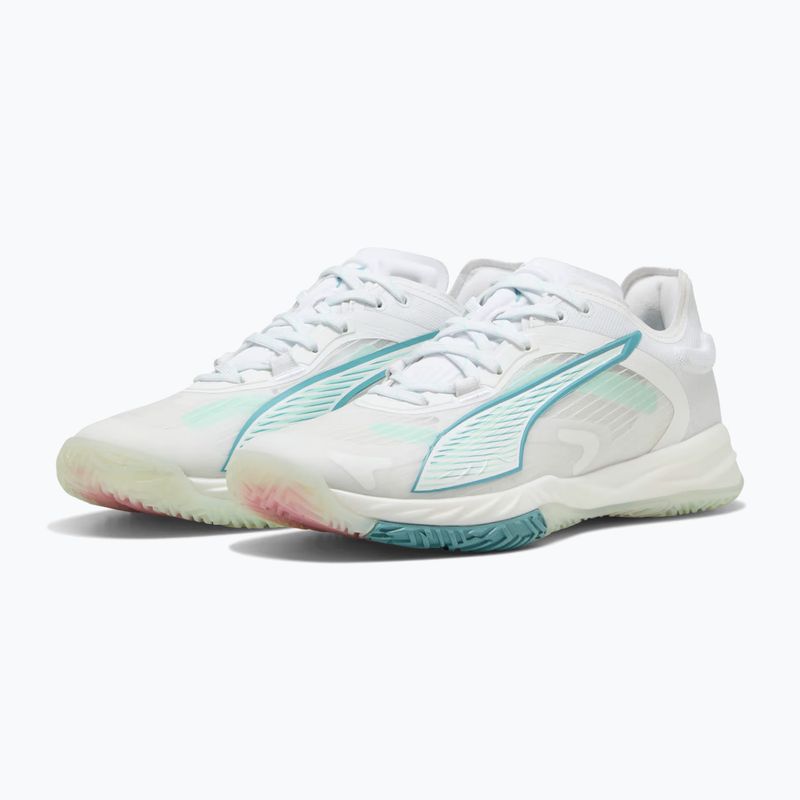 Women's handball shoes PUMA Accelerate Nitro SQD 4 Game On puma white/baltic sea blue/fresh water 11