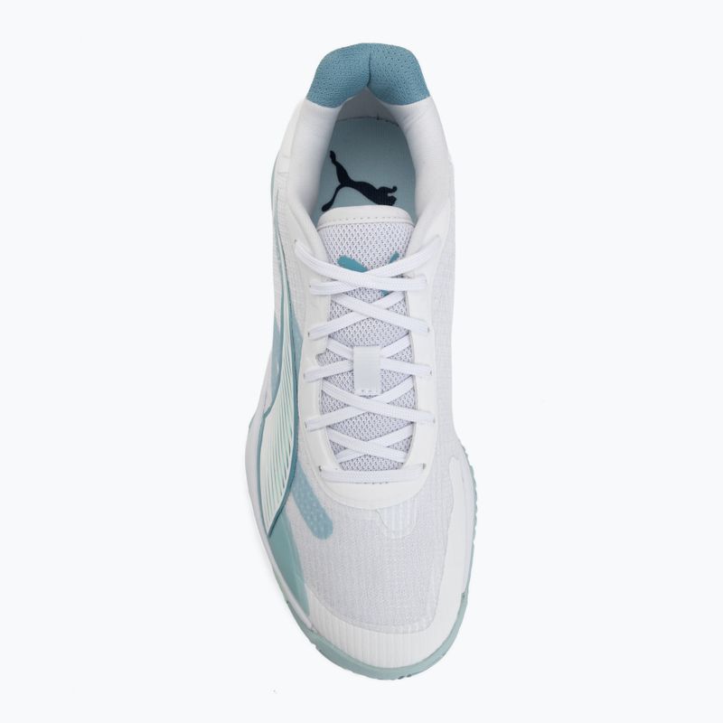 Handball shoes PUMA Accelerate Pro 4 Game On puma white/baltic sea blue/fresh water 5