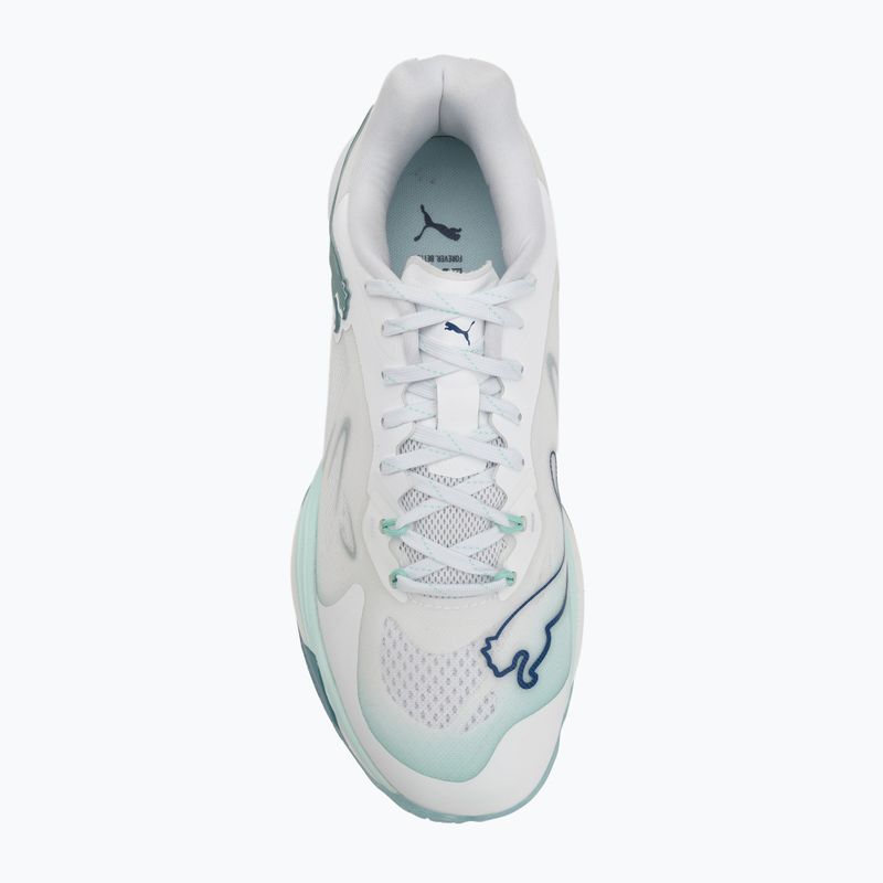 Women's handball shoes PUMA Vantage Nitro Game On puma white/baltic blue/fresh water 5