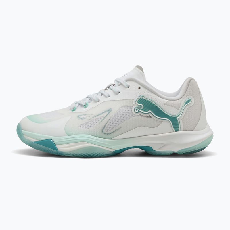Women's handball shoes PUMA Vantage Nitro Game On puma white/baltic blue/fresh water 8