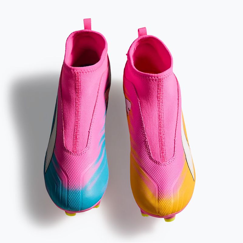Children's football boots PUMA Ultra 6 Match+ LL FG/AG Jr poison pink/puma wht/sun stream/bright aqua/puma blk 5