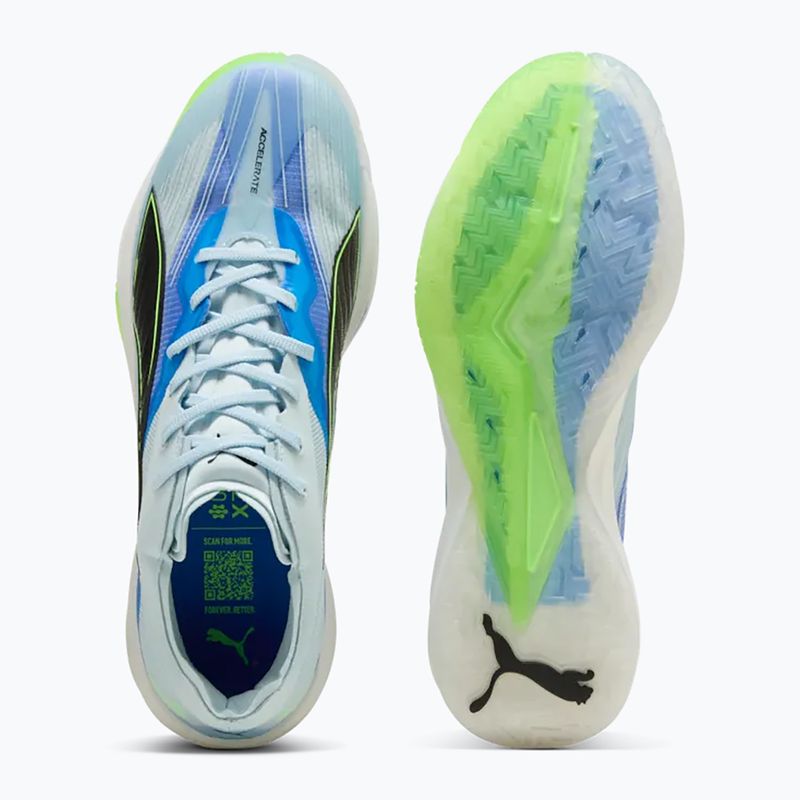 Handball shoes PUMA Accelerate Nitro SQD 5 aqua glow/puma black/green glare/royal sapphire 3