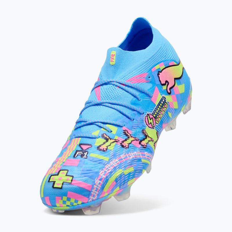 Football boots PUMA Future 9 Ultimate Advanced Level FG puma white/blue glimmer/pink glimmer/yellow alert 4