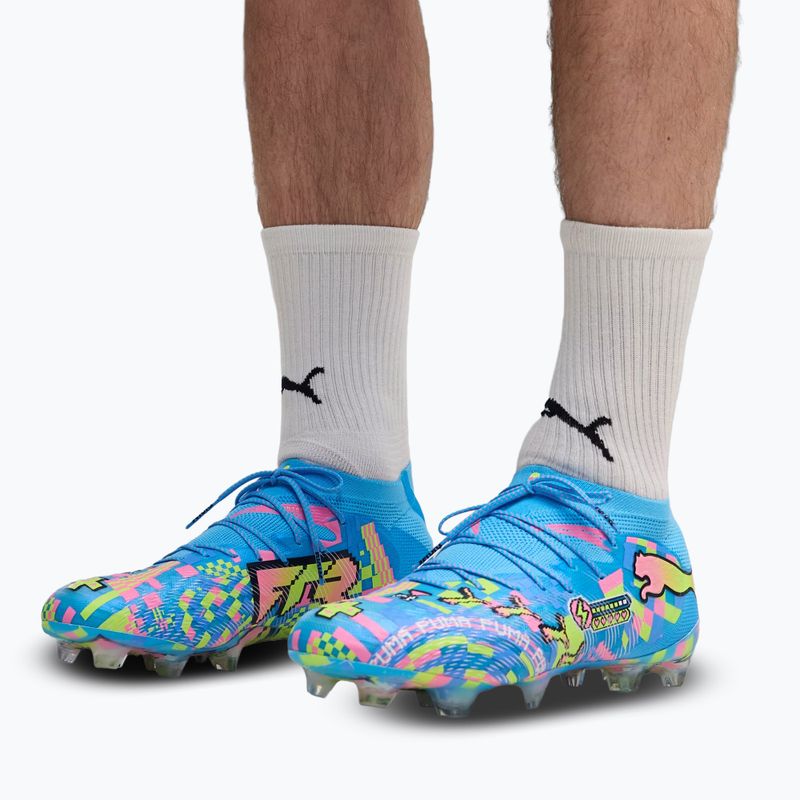 Football boots PUMA Future 9 Ultimate Advanced Level FG puma white/blue glimmer/pink glimmer/yellow alert 7