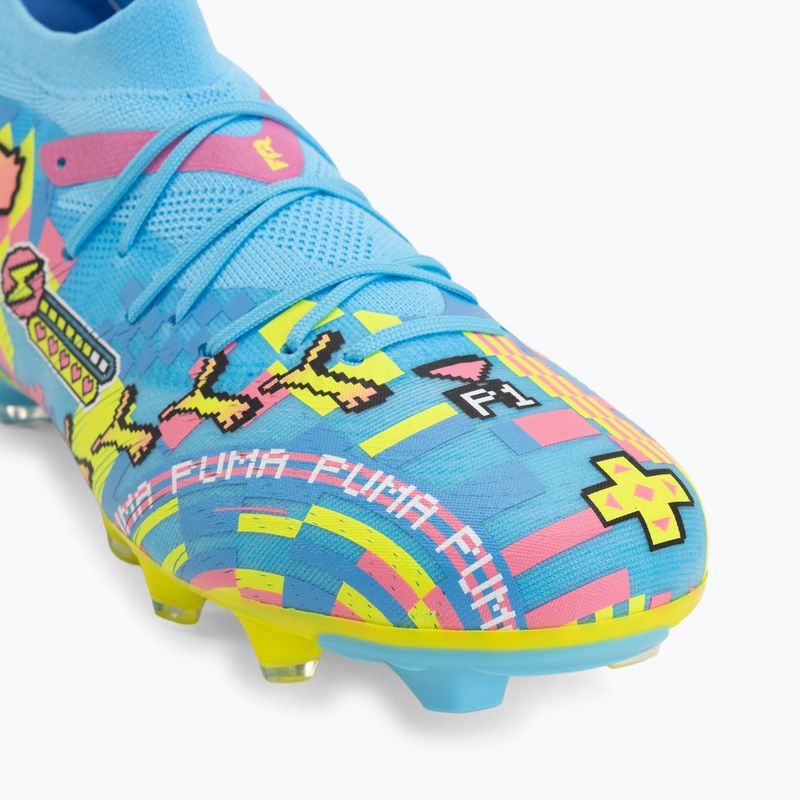 Football boots PUMA Future 9 Match Advanced Level FG/AG puma white/blue glimmer/pink glimmer/yellow alert 7