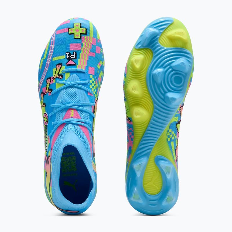 Football boots PUMA Future 9 Match Advanced Level FG/AG puma white/blue glimmer/pink glimmer/yellow alert 3