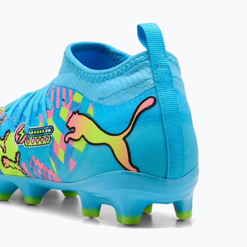 Children's football boots PUMA Future 9 Match Advanced Level FG/AG Jr puma white/blue glimmer/pink glimmer/yellow alert 6