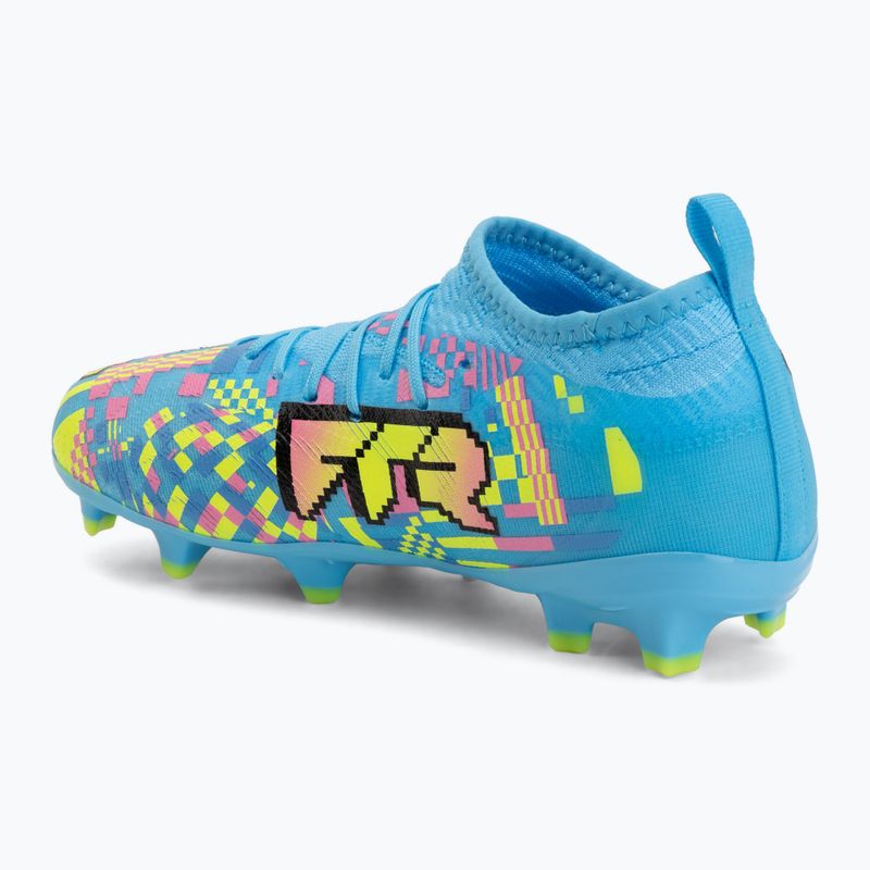 Children's football boots PUMA Future 9 Match Advanced Level FG/AG Jr puma white/blue glimmer/pink glimmer/yellow alert 3