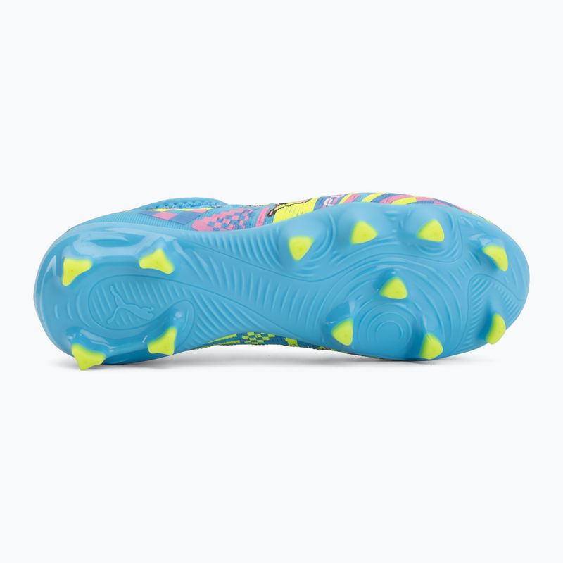 Children's football boots PUMA Future 9 Match Advanced Level FG/AG Jr puma white/blue glimmer/pink glimmer/yellow alert 4