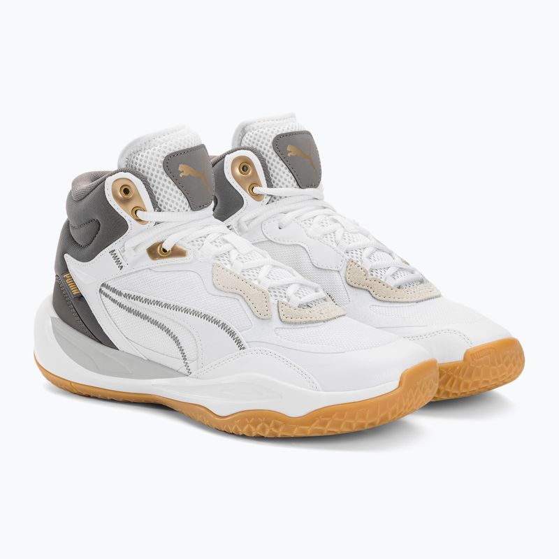 Men's basketball shoes PUMA Playmaker Pro Mid Trophies ash gray/cast iron/puma gold 4