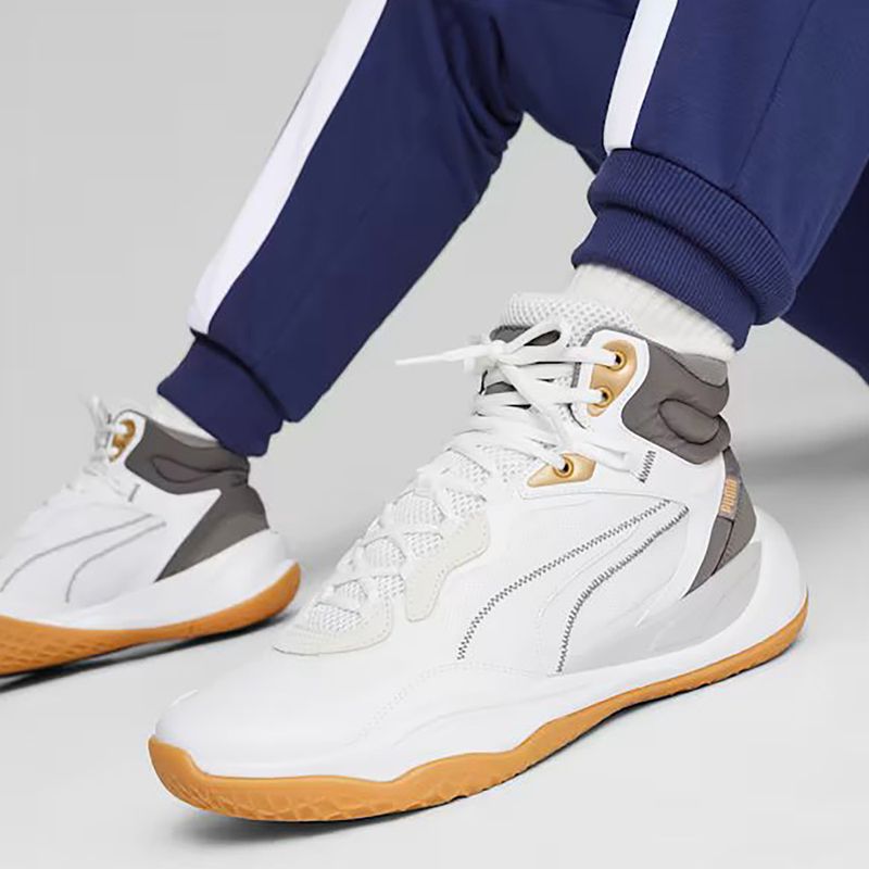 Men's basketball shoes PUMA Playmaker Pro Mid Trophies ash gray/cast iron/puma gold 13