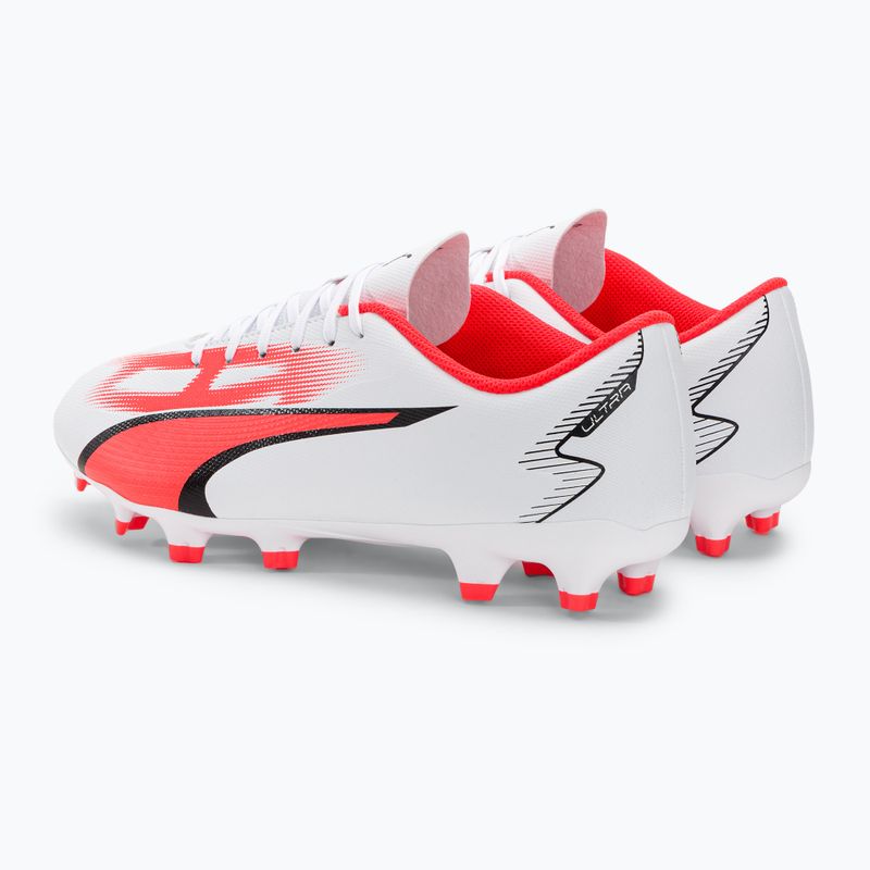 Men's football boots PUMA Ultra Play FG/AG puma white/puma black/fire orchid 3