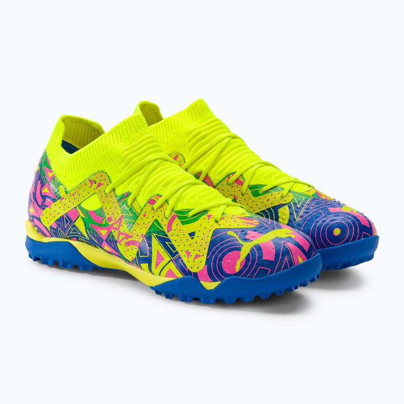 PUMA Future Match Energy TT + Mid Jr children's football boots ultra blue/yellow alert/luminous pink 4