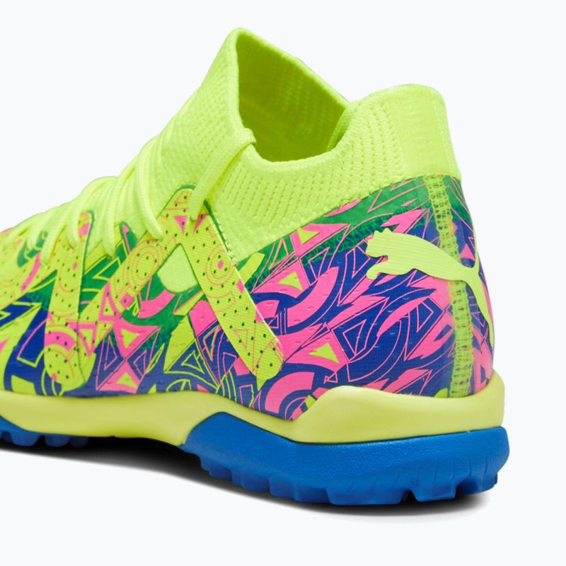 PUMA Future Match Energy TT + Mid Jr children's football boots ultra blue/yellow alert/luminous pink 14