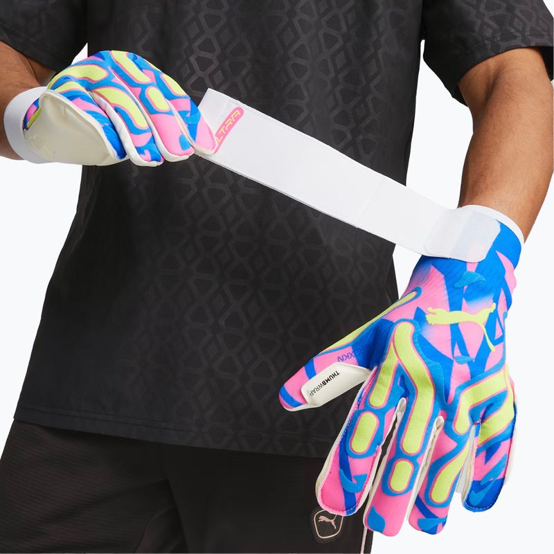 PUMA Ultra Ultimate Energy Hybrid goalkeeper glove ultra blue/yellow alert/luminous pink 5